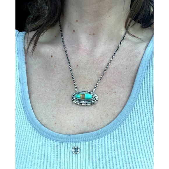 Navajo Sterling Turquoise Necklace by Begay - Picture 2 of 11